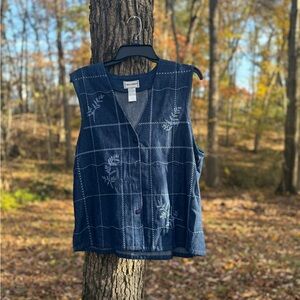 Vintage 80’s Napa Valley Blue Embroidered Vest Size M